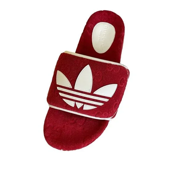 Adidas x Gucci 702412 Mens Slides Sandals Shoe, Red, sz Gucci 9 & 10 - Picture 3 of 16